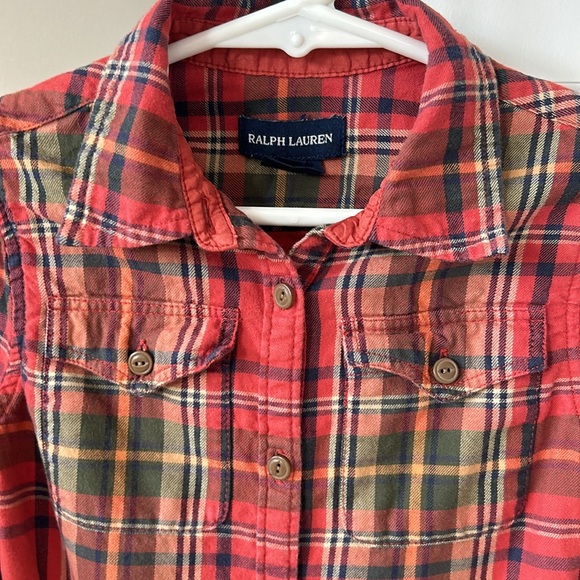 Ralph Lauren Skiwear Plaid Dress w Button Flap Pockets, Ruffle Hem +MEASUREMENTS - Picture 3 of 10